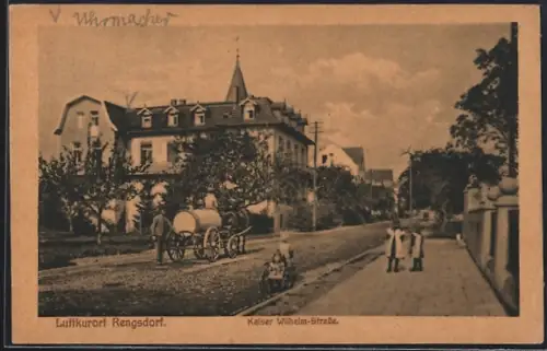 AK Rengsdorf, Kaiser-Wilhelm-Strasse, Fuhrwerk mit Tank