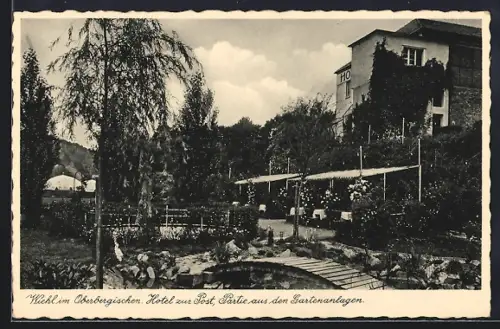 AK Wiehl, Hotel zur Post, Gartenanlage