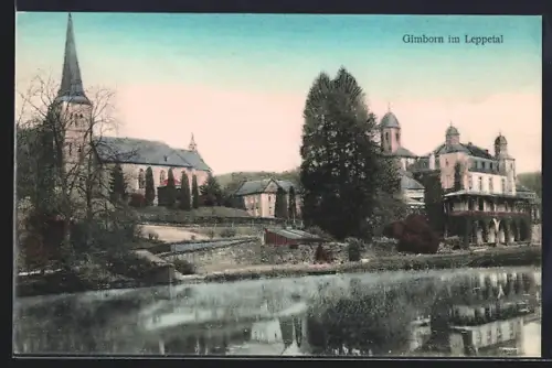 AK Gimborn im Leppetal, Teilansicht mit Kirche