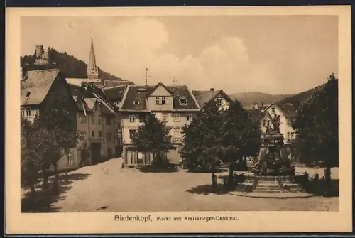 AK Biedenkopf, Markt mit Kreiskrieger-Denkmal