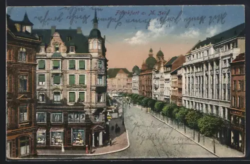 AK Frankfurt a. M., Zeil mit Wohngebäuden