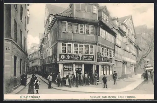 AK Alt-Hamburg, Strasse Grosser Bäckergang Ecke Teilfeld
