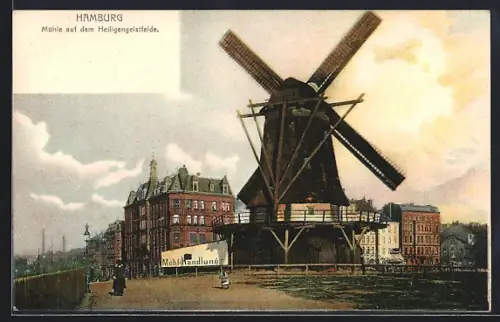 AK Hamburg-St. Pauli, Windmühle auf dem Heiligengeistfelde