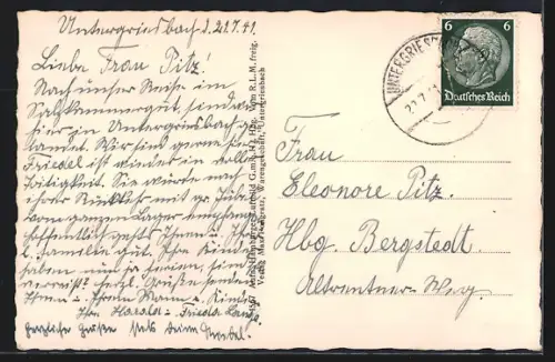 AK Untergriesbach /Bayr. Ostmark, Ortsansicht mit Kirche, Fliegeraufnahme