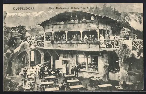 AK Düsseldorf, Alpen-Restaurant Zillerthal im Artushof