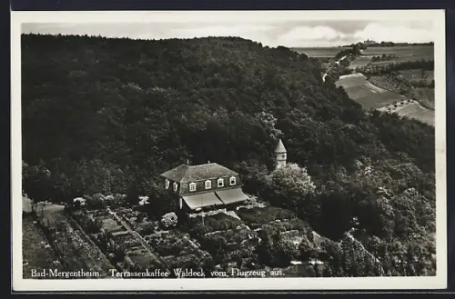 AK Bad-Mergentheim, Terrassenkaffee Waldeck vom Flugzeug aus