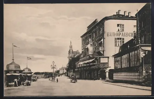 AK Königswinter, Rheinallee Strassenpartie mit Gasthof Europäischer Hof