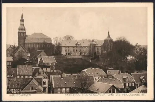 AK Hückeswagen, Teilansicht mit Schloss und Pauluskirche