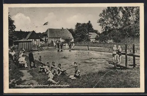 AK Schledehausen / Osnabrück, Freibad mit Badegästen