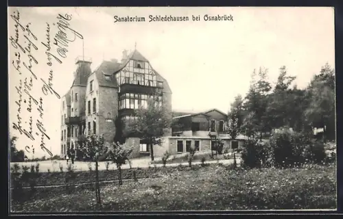 AK Schledehausen bei Osnabrück, Sanatorium mit Gartenanlagen