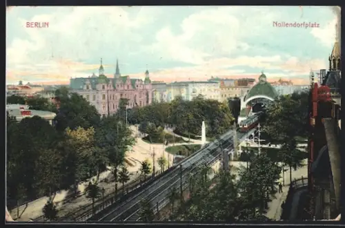 AK Berlin-Schöneberg, Nollendorfplatz mit Hochbahn