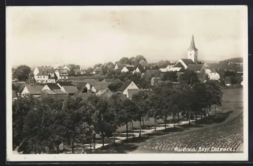 AK Waldhaus /Bayr. Ostmark, Ortsansicht mit Kirche und Wohnhäusern