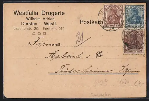 AK Dorsten i. Westf., Westfalia Drogerie Wilhelm Adrian, Essenerstr. 20