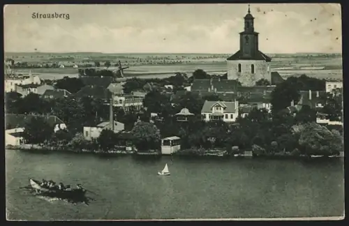 AK Strausberg, Stadtansicht mit Kirche
