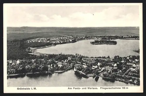 AK Grünheide i. M., Peetzsee, Werlsee, Fliegeraufnahme