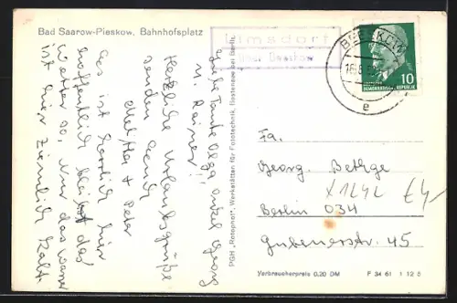 AK Bad Saarow-Pieskow, Bahnhofsplatz