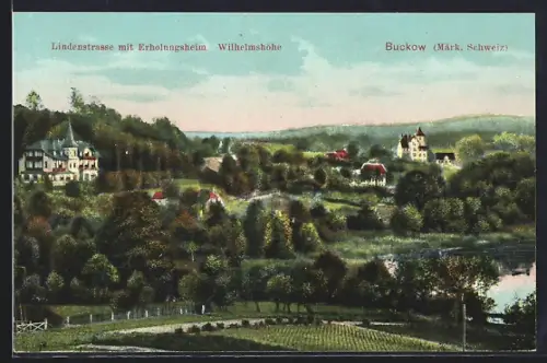 AK Buckow /Märk. Schweiz, Lindenstrasse mit Erholungsheim Wilhelmshöhe
