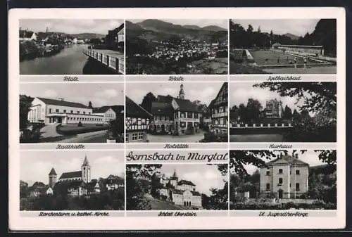 AK Gernsbach im Murgtal, Schloss Eberstein, Kurhaus, katholische Kirche, Jugendherberge