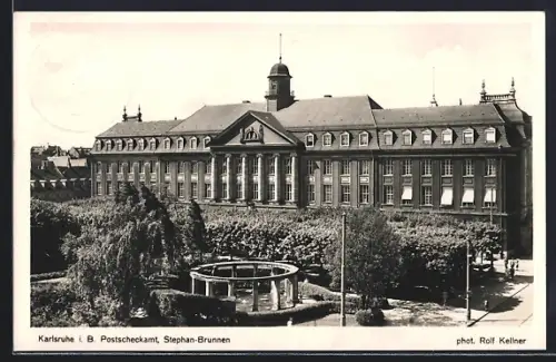 AK Karlsruhe i. B., Postscheckamt, Stephan-Brunnen