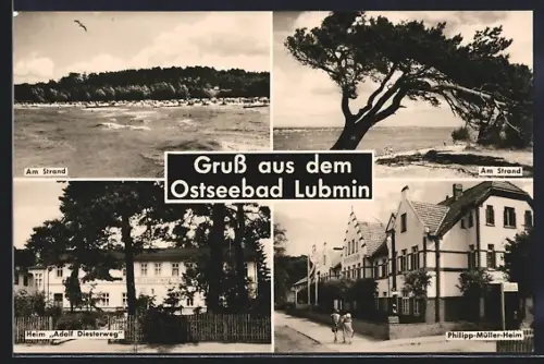 AK Lubmin, Strand, Heim Adolf Diesterweg, Philipp-Müller-Heim