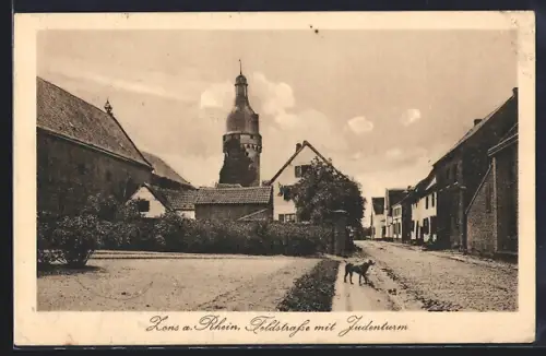 AK Zons a. Rhein, Feldstrasse, Judenturm