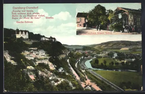 AK Dornburg-Dorndorf, Gasthaus Blaues Schild, Panorama