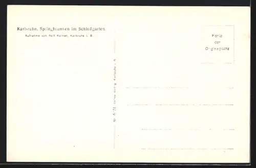 AK Karlsruhe, Springbrunnen im Schlossgarten