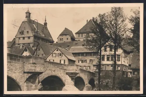 AK Besigheim, Enzbrücke, Rathaus