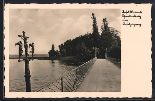 AK Insel Mainau, Schwedenkreuz am Inselzugang