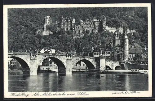 AK Heidelberg, Alte Neckarbrücke, Schloss