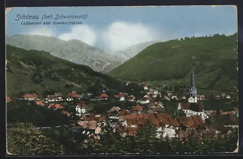 AK Schönau /bad. Schwarzwald, Ortsansicht mit Kirche