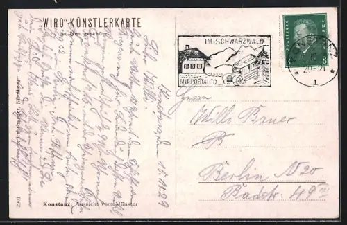 AK Konstanz, Ansicht mit Alpenpanorama