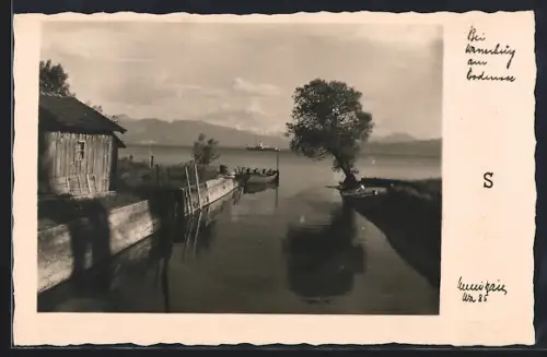 AK Wasserburg /Bodensee, Bootsanleger, Seeufer