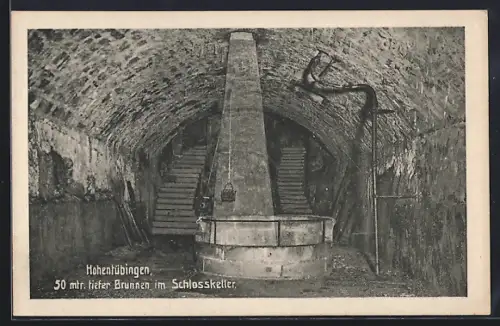 AK Hohentübingen, 50 m tiefer Brunnen im Schlosskeller