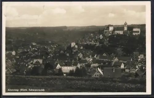 AK Altensteig /Württ. Schwarzwald, Gesamtansicht, Schloss, Kirche