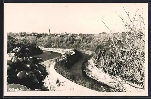 AK Pullach /Isartal, Flusslandschaft im Winter