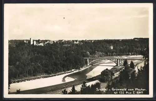 AK Grünwald /Isartal, Blick von Westen, Burg Grünwald