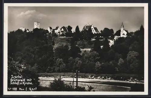 AK Grünwald /Isartal, Ortsansicht mit Kirche