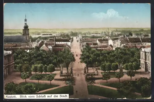 AK Rastatt, Blick vom Schloss auf die Stadt