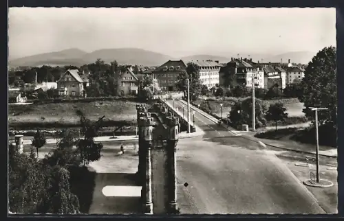 AK Rastatt i. B., Franzbrücke, Karlsschule