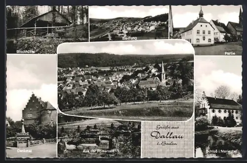 AK Dallau i. Baden, Blockhütte, Siedlung, Schloss Mariental