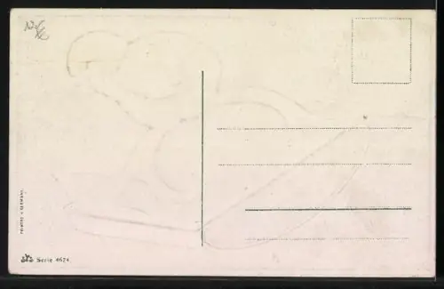 Präge-AK Osterküken auf einem Schreibtisch, Fröhliche Ostern