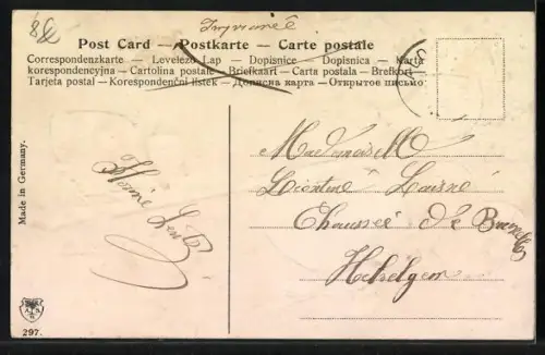 AK Osterküken auf einer Wippe, Joyeuses Pâques