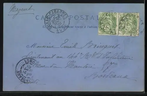 Präge-AK Amor zielt mit einem Pfeil auf eine Elfe