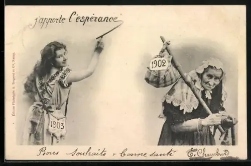 AK Das neue Jahr 1903 löst das alte Jahr 1902 ab