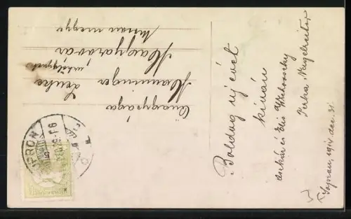 AK Kleine Schornsteinfeger mit Mistelzweig und Geldsäcken