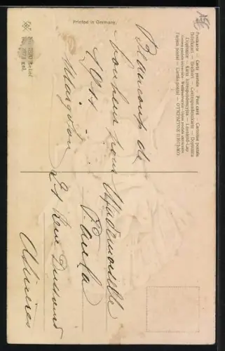 Präge-AK Mädchen untern Christbaum, Bonne Année