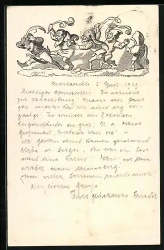 AK Zwerge verhauen einen anderen Zwerg im Schnee