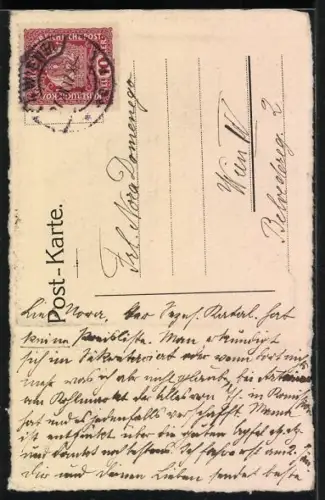 AK Weihnachtselfe mit Tannenzweigen, Weihnachtsgrüsse