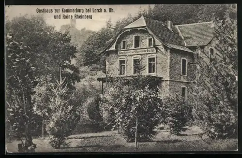 AK Lorch a. Rh., Gasthaus zur Kammerburg, Ruine Rheinberg